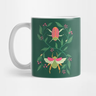 Pink and Green Garden Beetles Mug